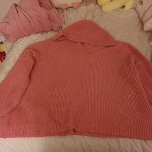 Ava & Viv pink knit hoodie in 1X